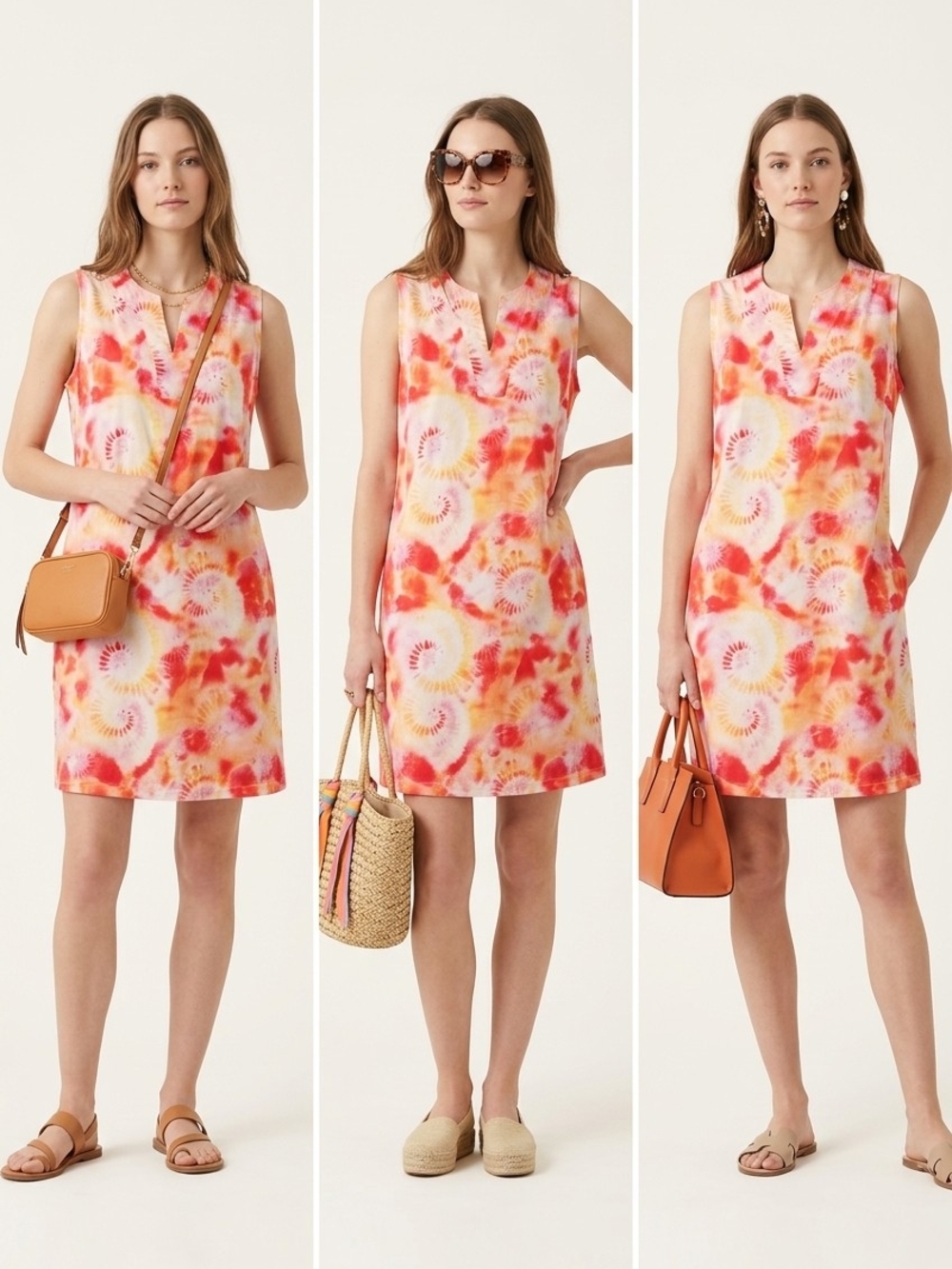 Caribbean Joe Pink Orange Yellow Tie-Dye Mini Dress